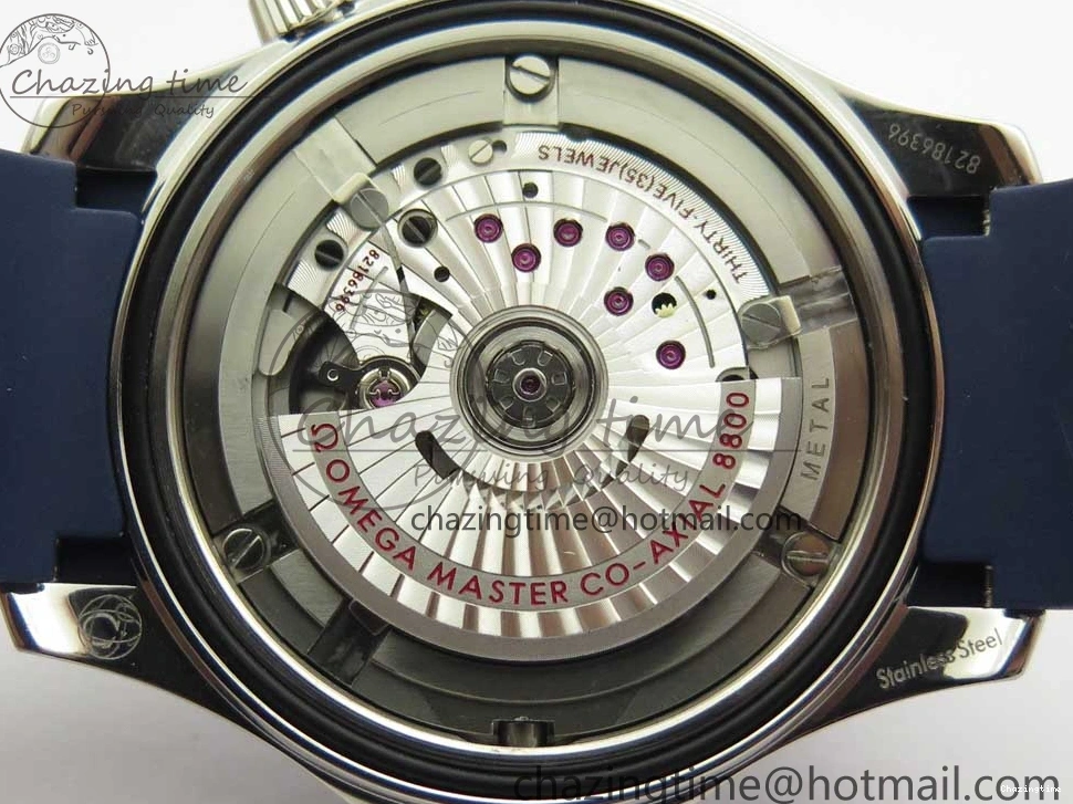 0123 StreetReady 2018 Seamaster Diver 300M VSF 1:1 Best Edition Blue Ceramic Gray Dial on Blue Rubber Strap A8800 V2 (Black Balance Wheel) 7963